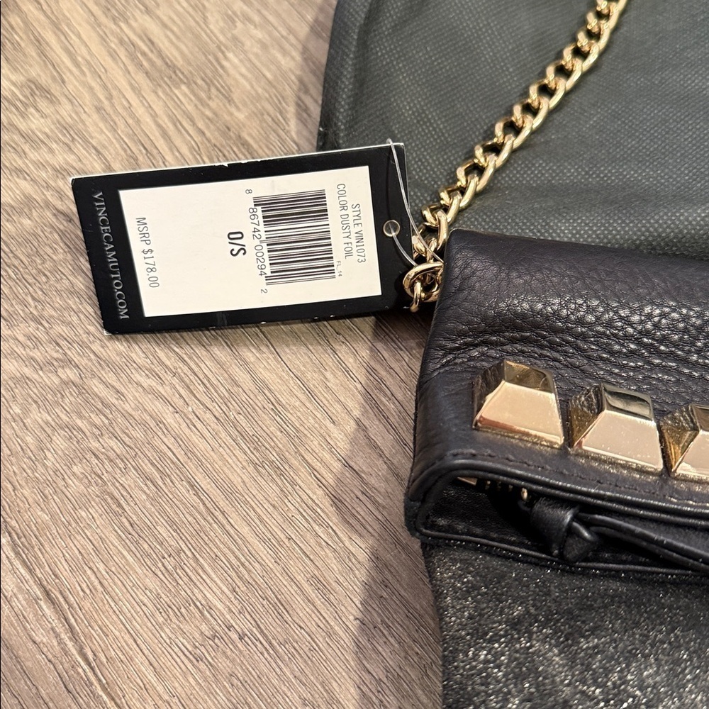 Vince Camuto Black Clutch with Gold Chain - Picture 2 of 3